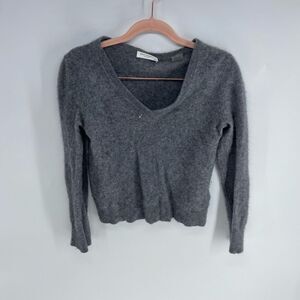 Equipment Womens Gray Cashmere Long Sleeve Cecile V Neck Pullover Sweater Medium